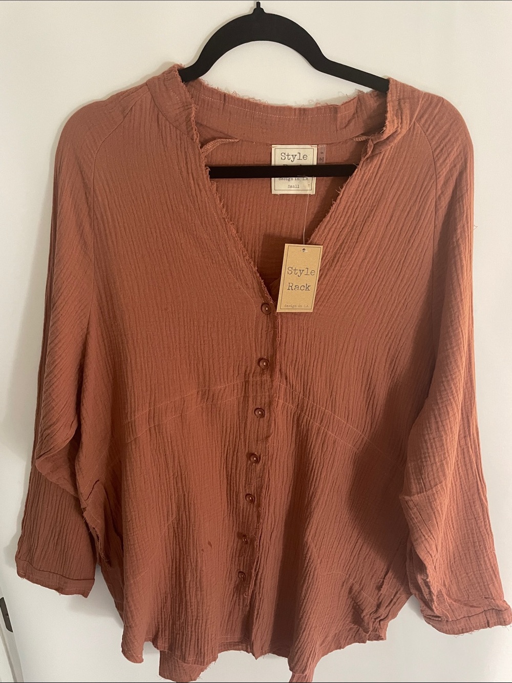 Style Rack Rust Button-Down Women's Top with Pockets